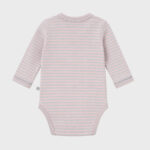 OrganicEra Organic Long Sleeve Newborn Kimono Baby Body, Striped, Rose Melange - Image 2