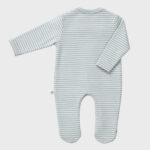OrganicEra Organic Baby Footed Sleepsuit, Striped, Aqua Melange - Image 2