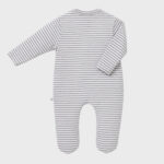 OrganicEra Organic Baby Footed Sleepsuit, Striped, Grey Melange - Image 2