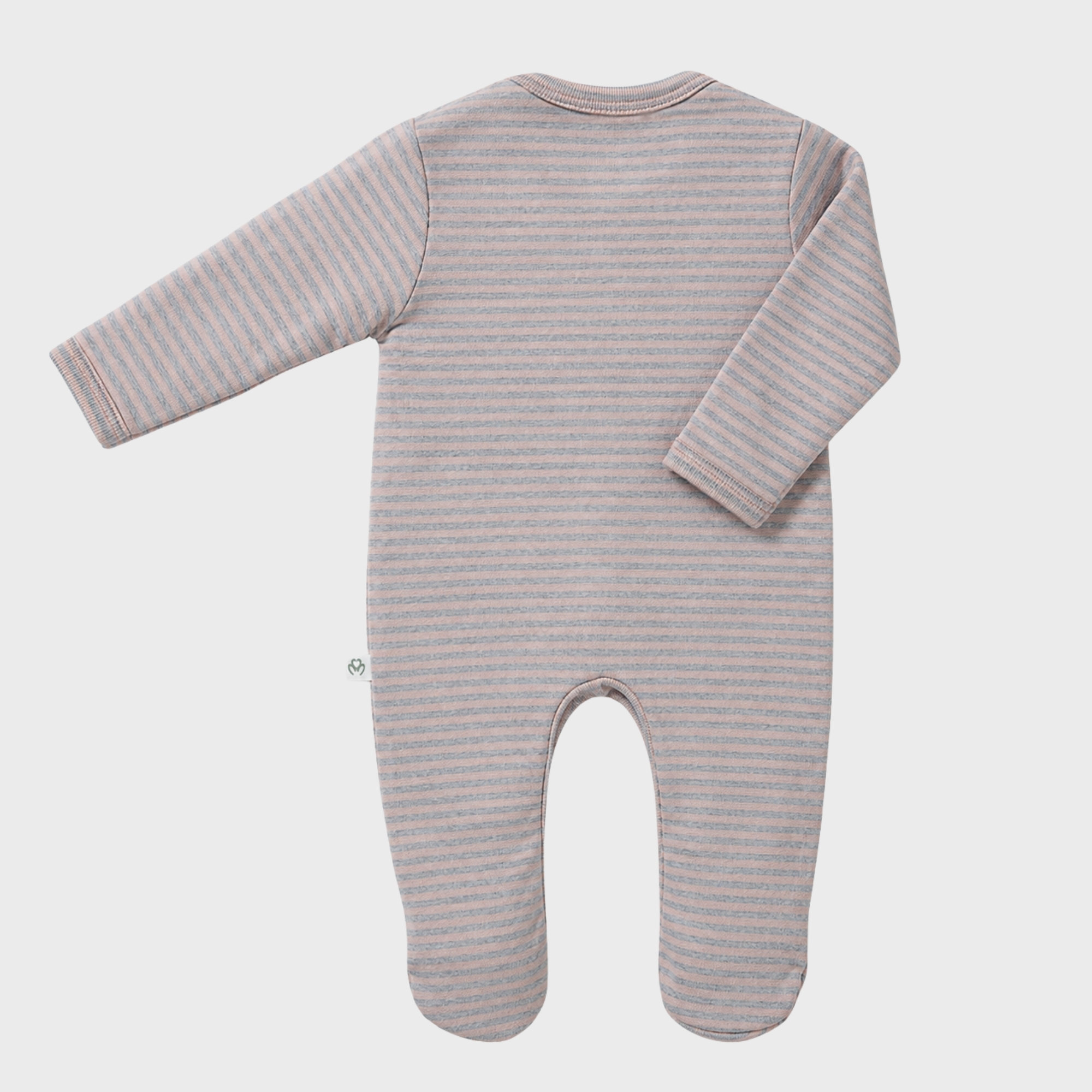 organicera_newborn_footed_sleepsuit_rose_striped_back_result OrganicEra Organic Baby Footed Sleepsuit, Striped, Rose Melange - Image 2
