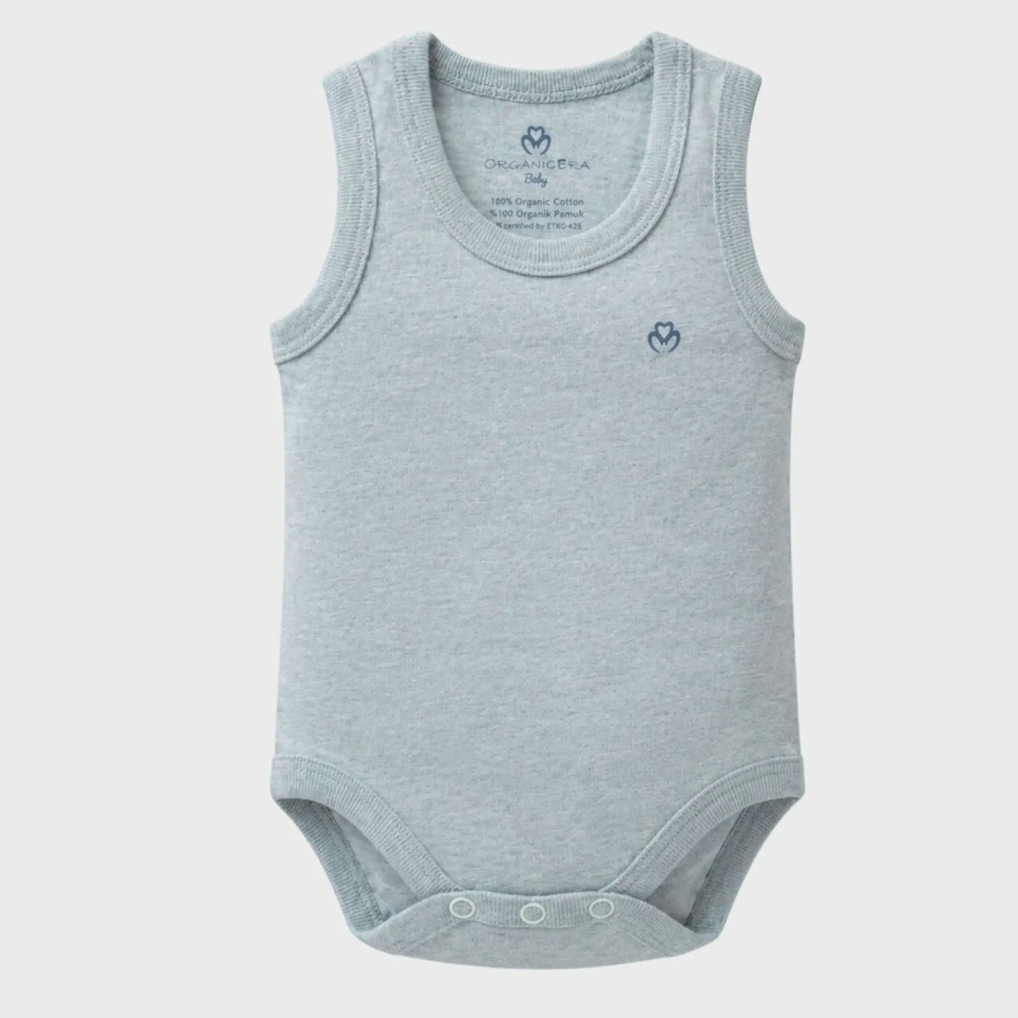 organicera_sleveless_bodysuit_aqua OrganicEra Organic Baby Sleeveless Bodysuit, 2 pcs Set, Aqua Melange - Image 2