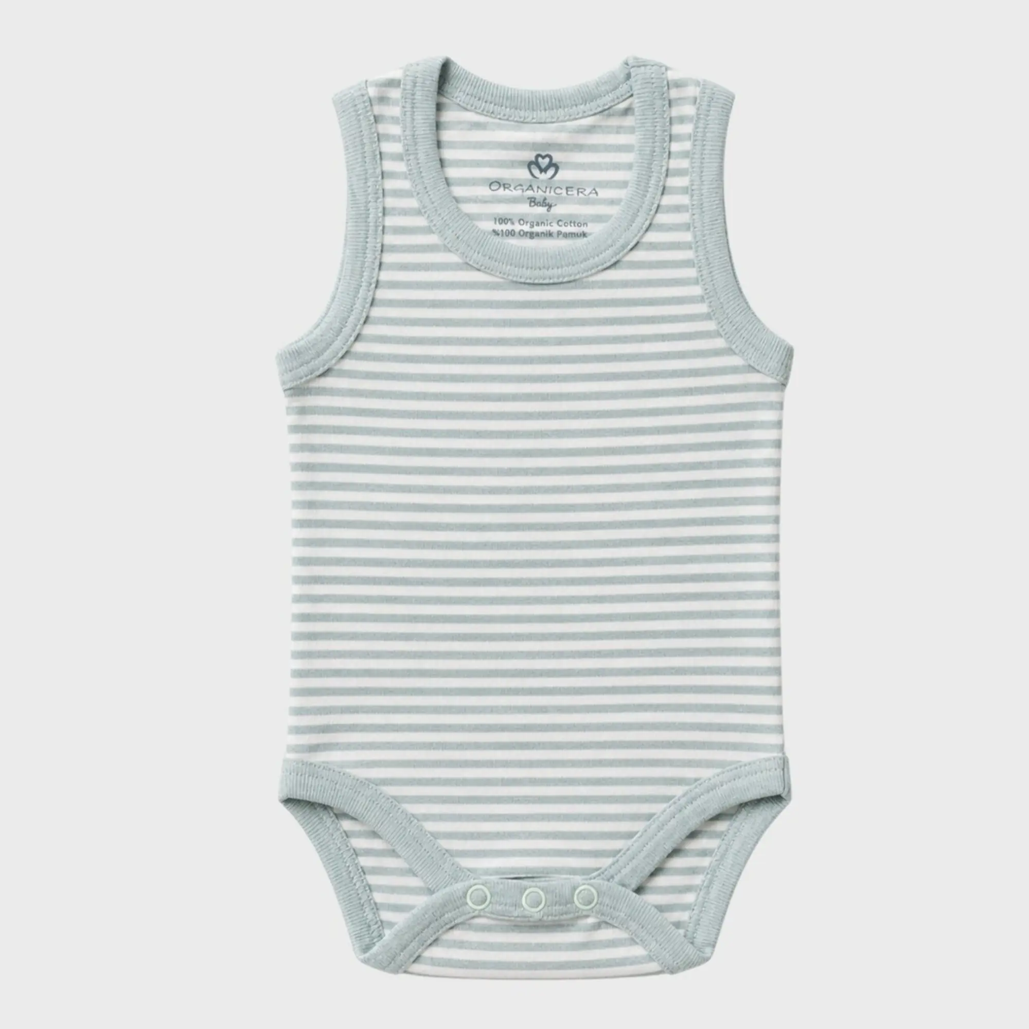 organicera_sleveless_bodysuit_aqua_striped OrganicEra Organic Baby Sleeveless Bodysuit, 2 pcs Set, Aqua Melange - Image 3