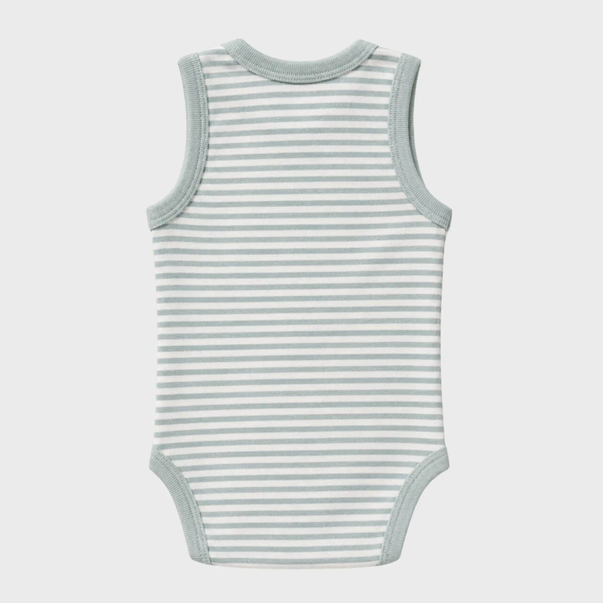 organicera_sleveless_bodysuit_aqua_striped_back OrganicEra Organic Baby Sleeveless Bodysuit, 2 pcs Set, Aqua Melange - Image 5