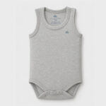 OrganicEra Organic Newborn Baby Sleeveless Bodysuit, 2 pcs Set, Grey Melange - Image 3