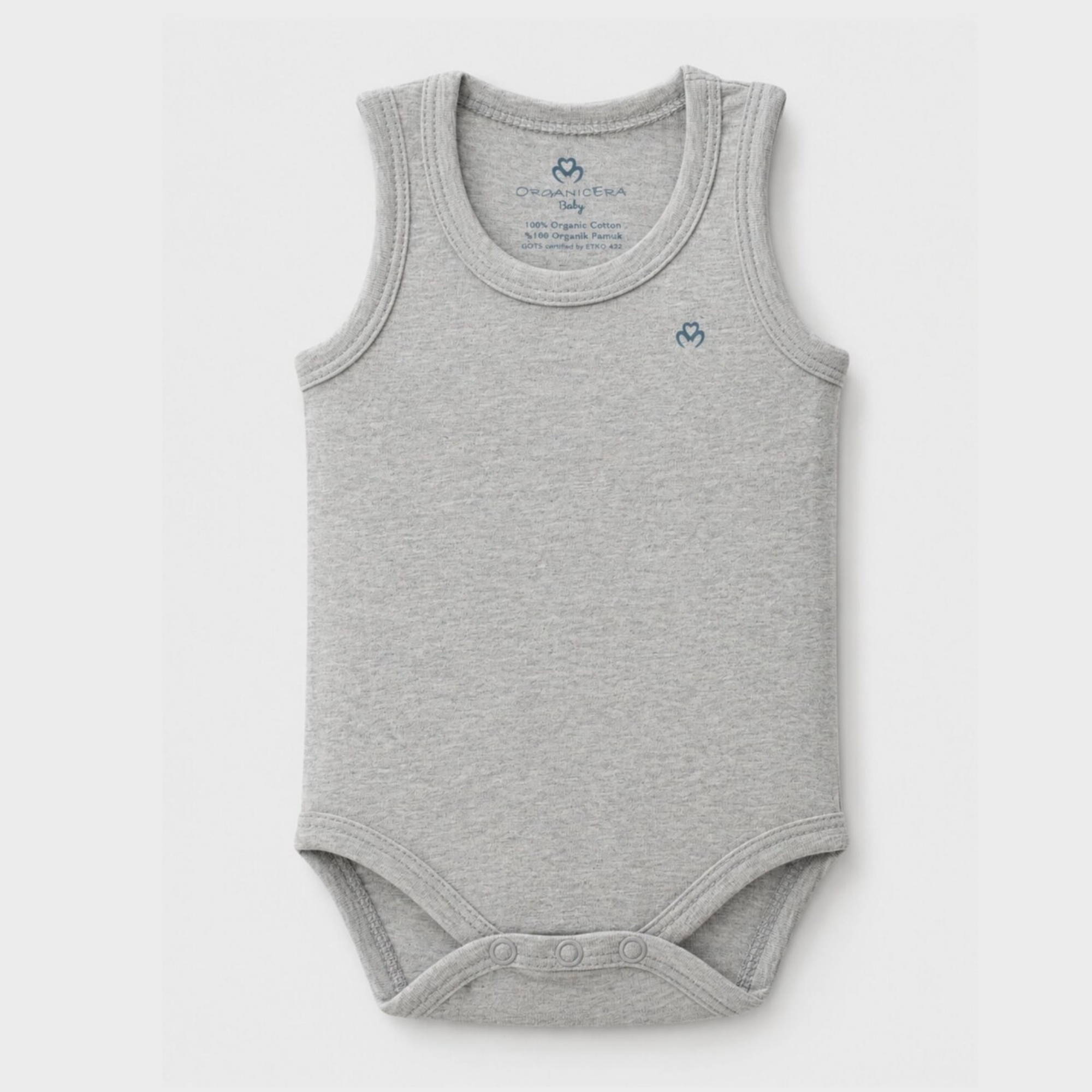 organicera_sleveless_bodysuit_,grey OrganicEra Organic Newborn Baby Sleeveless Bodysuit, 2 pcs Set, Grey Melange - Image 3
