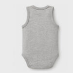 OrganicEra Organic Newborn Baby Sleeveless Bodysuit, 2 pcs Set, Grey Melange - Image 5