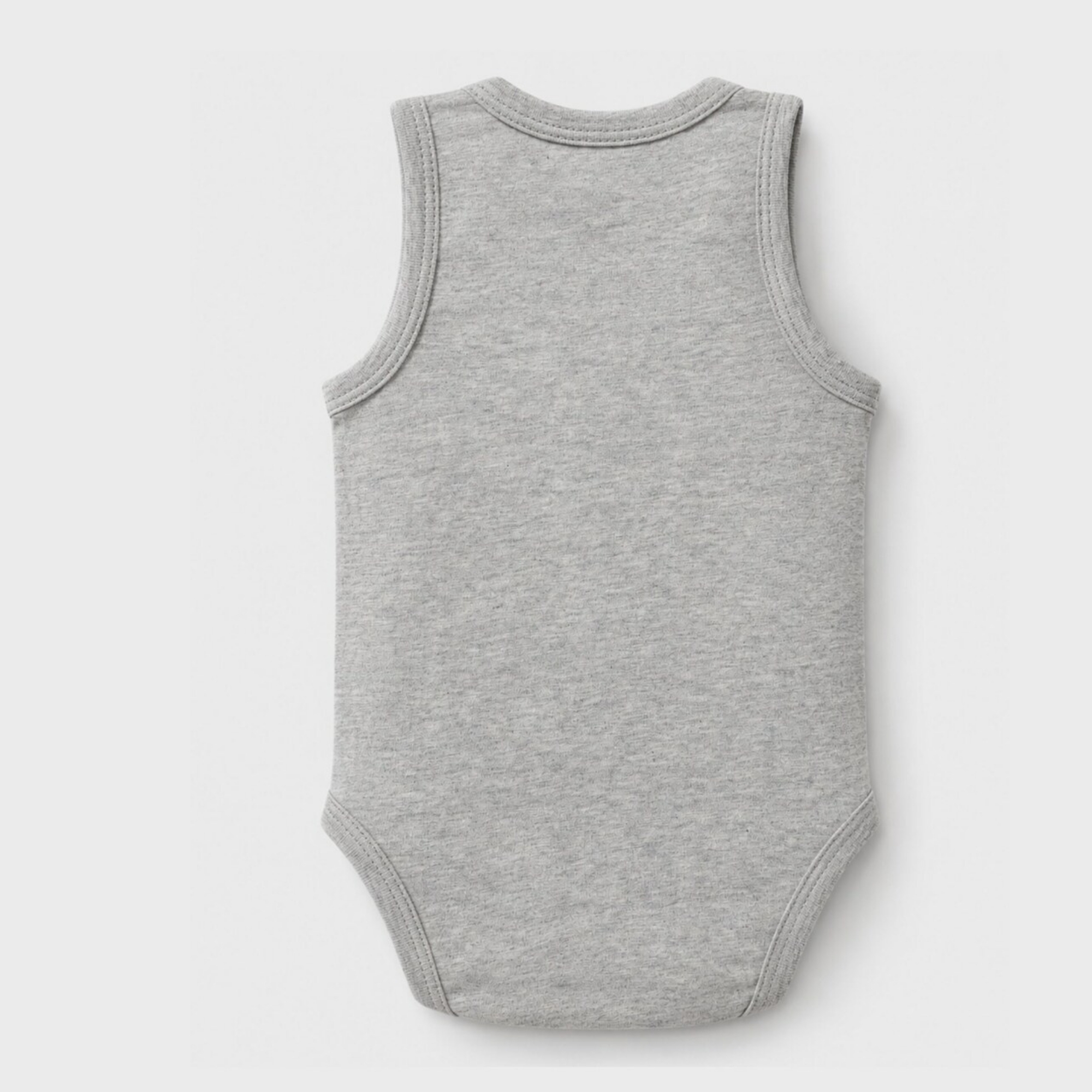 organicera_sleveless_bodysuit_grey_back OrganicEra Organic Newborn Baby Sleeveless Bodysuit, 2 pcs Set, Grey Melange - Image 5
