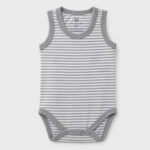 OrganicEra Organic Newborn Baby Sleeveless Bodysuit, 2 pcs Set, Grey Melange - Image 2