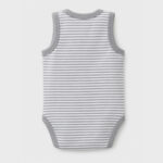 OrganicEra Organic Newborn Baby Sleeveless Bodysuit, 2 pcs Set, Grey Melange - Image 4