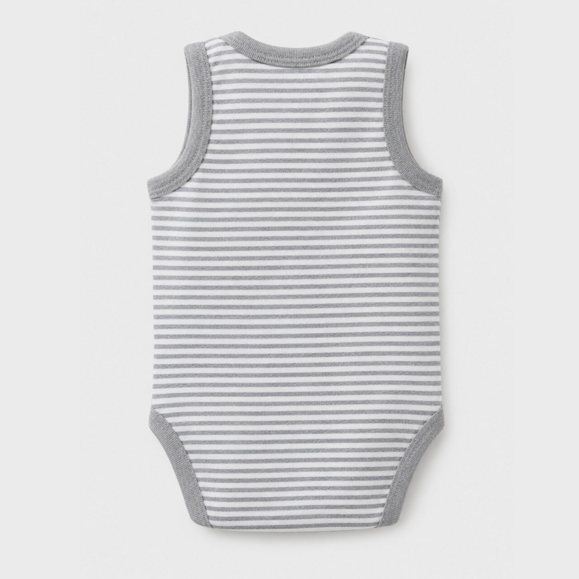 organicera_sleveless_bodysuit_,grey_striped_back OrganicEra Organic Newborn Baby Sleeveless Bodysuit, 2 pcs Set, Grey Melange - Image 4
