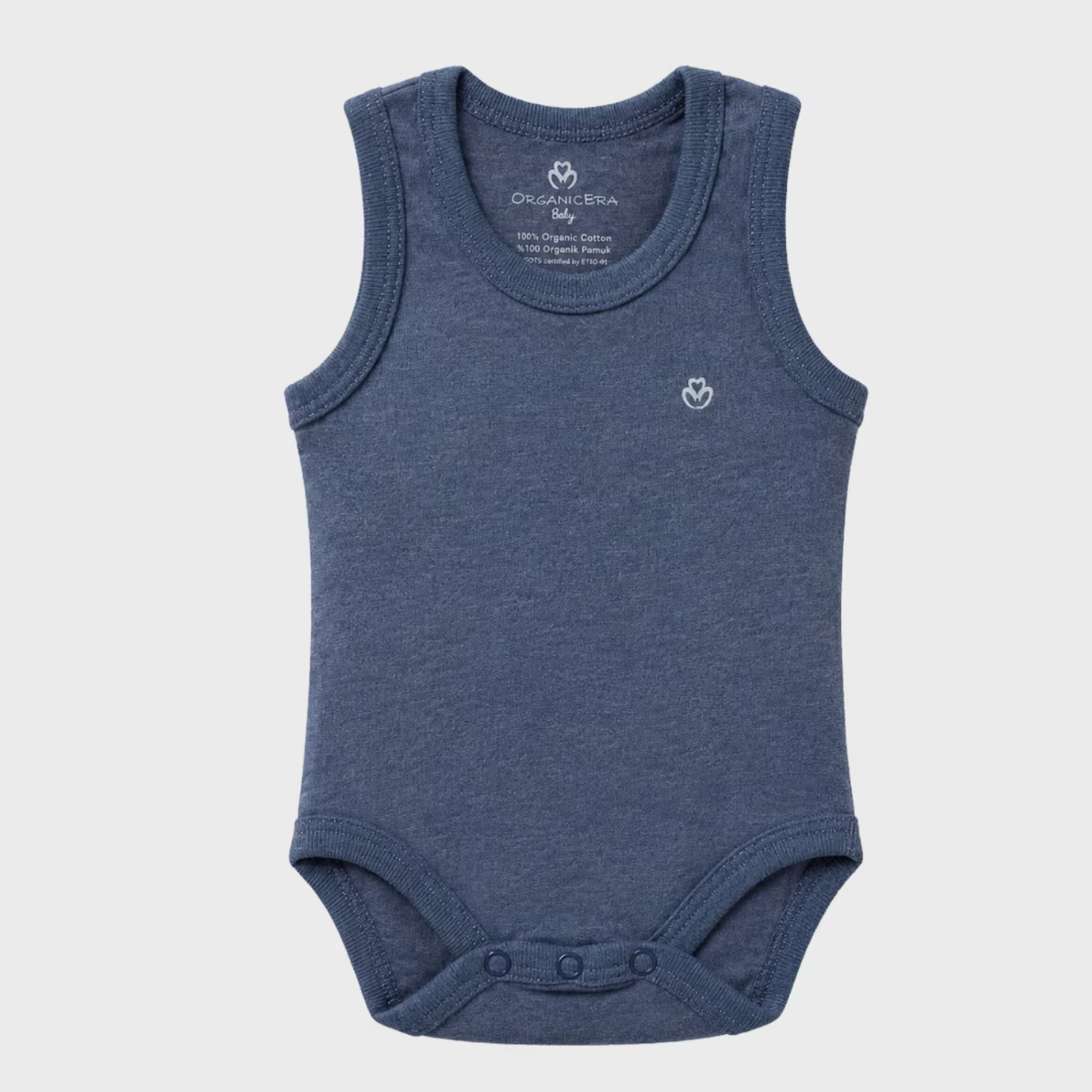 organicera_sleveless_bodysuit_,indigo OrganicEra Organic Baby Sleeveless Bodysuit, 2 pcs Set, Indigo Melange - Image 3
