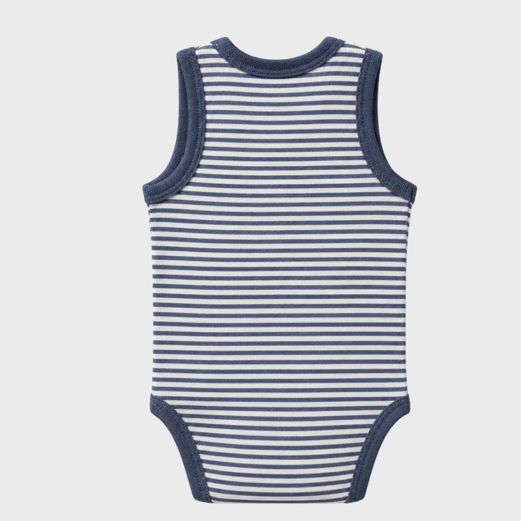 organicera_sleveless_bodysuit_,indigo_striped_back OrganicEra Organic Baby Sleeveless Bodysuit, 2 pcs Set, Indigo Melange - Image 4